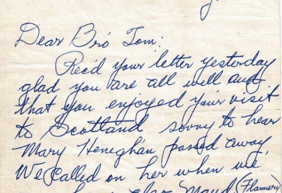 M123: Letter from Patt McHugh to his brother