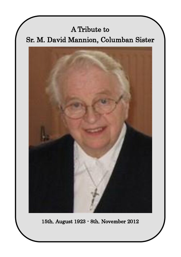 Sr. M. David Mannion, Columban Sister