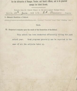 Extracts from the General Report on Kilgevrin National School 1886 - 1907