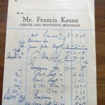 Invoice Francis Keane - BF Invoice from Keane's shop Barnaderg c.. 1940 | B. Keeley, Barnaderg