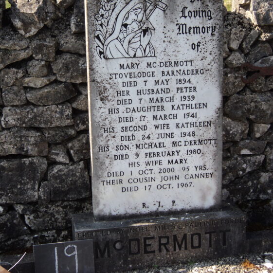 21.-McDermott-Mary...-Canney-John Grave 21: McDermott- Canney families, Stovelodge | Bernadette Forde, Killererin Heritage Society