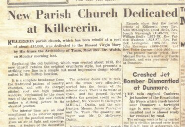 Dedication of St. Mary's Church, Killererin in 1962