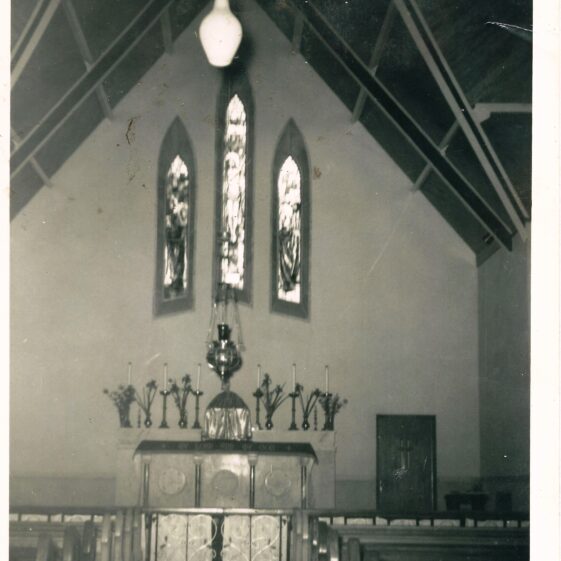 Altar before the changes made under parish priest Fr. Waldron. Note the altar rails which are long gone. | M. Fahy, Carrowmanagh