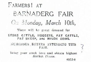 Ad for Barnaderg Fair in 1930s