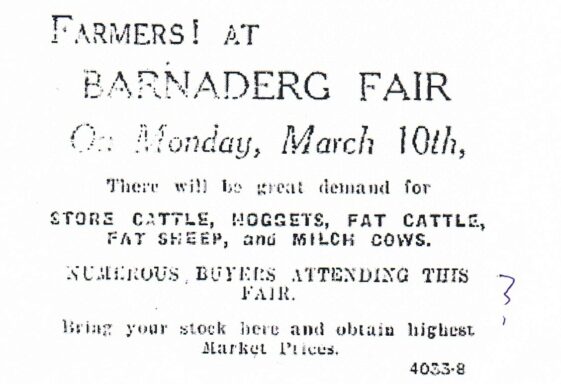 Ad for Barnaderg Fair in 1930s