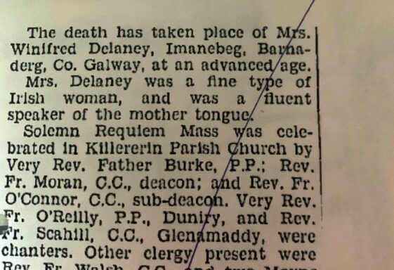 Mrs. W. Delaney, Barnaderg