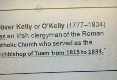 Letter from Rev. Dr Oliver Kelly to Eneas McDonnell Esq.