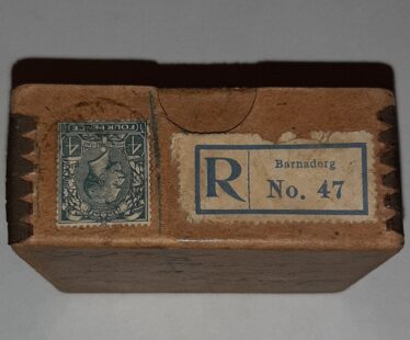 Box sent from the post office in Barnaderg when the Post Office was located in McHugh's shop.