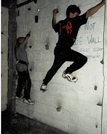 Enjoying the indoor rock-climbing activity | photo: Bernadette Forde