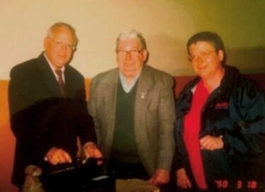 L-r Sylvester Cassidy, Peak; Mick Flaherty and his daughter Bernie from Castleview admiring a working phonograph | Photo: Bernadette Forde