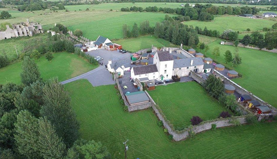 Fig. 4 - 2022 Aerial view of Brooklodge House ruins and outbuildings. | Photo: https://www.TripAdvisor.ie (accessed 15 Feb. 2024)