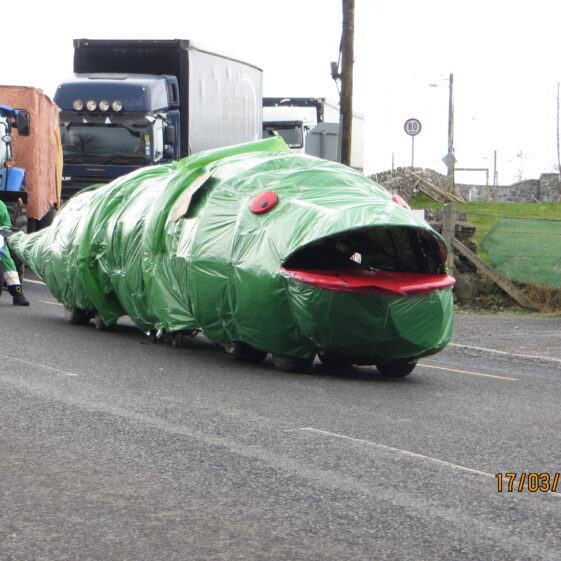 Snaking its way down the road