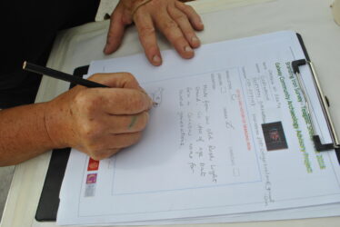 Patricia Mc Grath filling out the survey sheet. | Christy Cunniffe