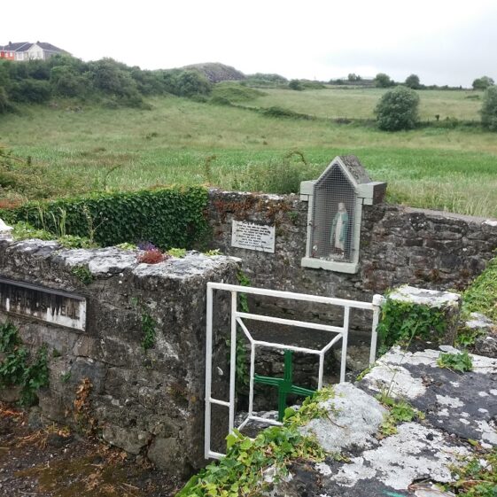 St. Brigid's Well, loughrea 2 Overlooking holy well showing statue of Holy Mary in wall | B. Doherty 2020