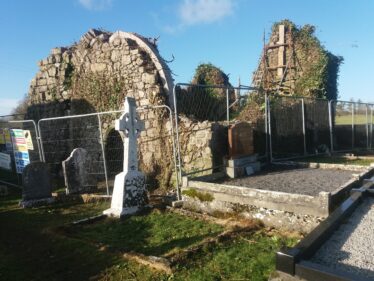 Looking north showing chancel arch exposed after removal of ivy