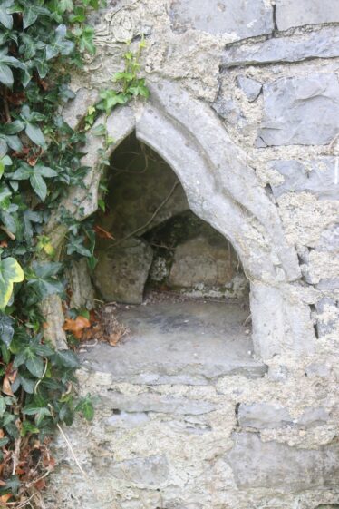 decorated niche within a wall at Kilboght