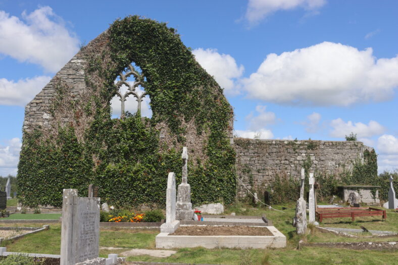 Lancet window in gable wall, St. Kerrills is used by the local school as a symbol on their crest.. Not original. Rebuilt and repointed after collapse in eighties.. | B. Doherty