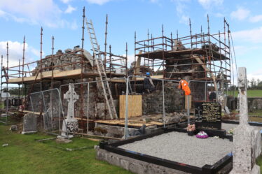 transept chapel surrounded by scaffold