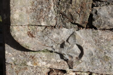 carved stone, grey limestone looks like a flower. | B. Doherty 2022