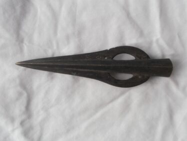 Early bronze age, leaf shaped socketed spear-head.