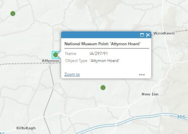 A map showing The database shows a green dot where a stray find has been catalogued.