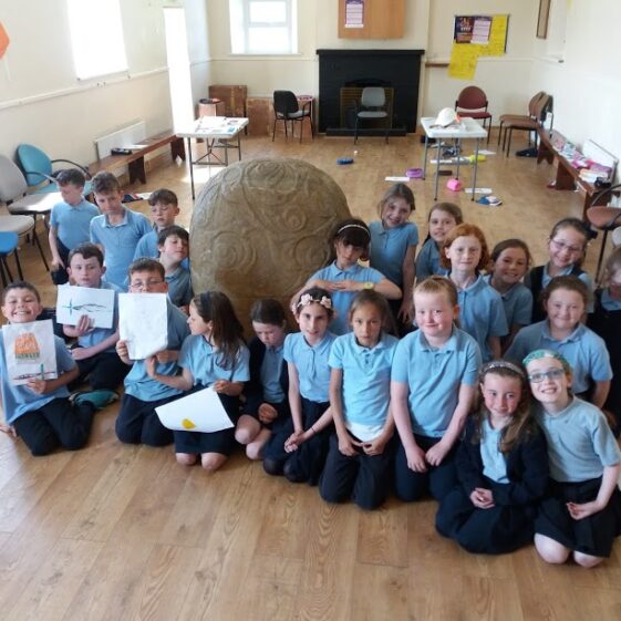 2nd Class Students with Turoe Stone Replica | B. Doherty 2018