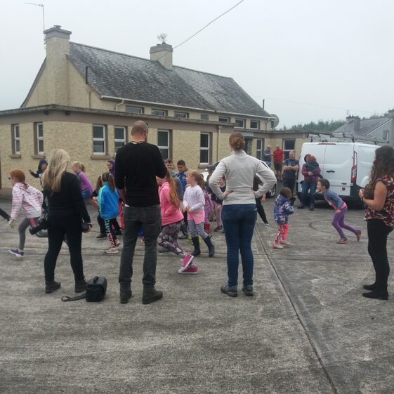 Children in schoolyard of Woodlawn N.S. August 2018 | B. Doherty 2018