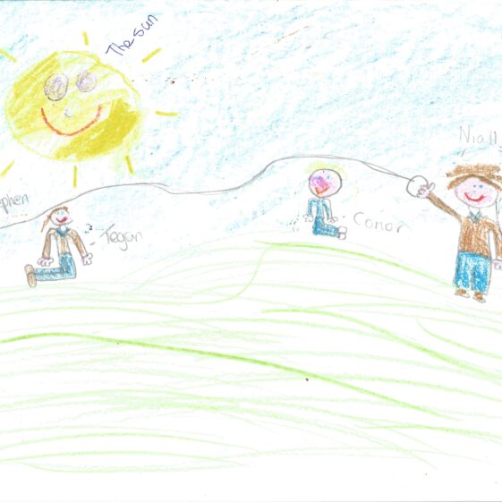 Measuring-a-ringfort Drawing of children recording the ringfort | Stephen Keane 2018