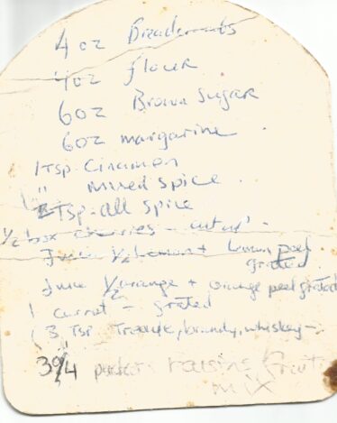 Ingredients for Christmas pudding