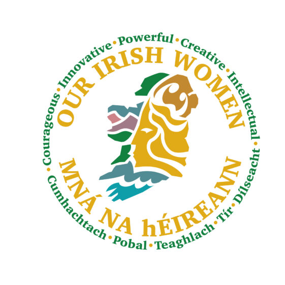 Our_Irish_Women_Logo_ROUND_FIN Map of Ireland with Our Irish Women written in circle around it.