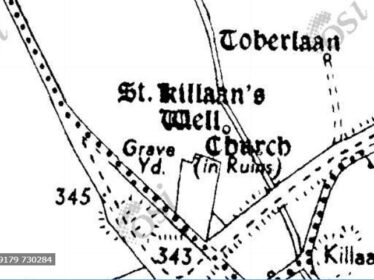 Cassini Map showing Church (in ruins)