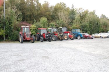 Row of tractors parked up