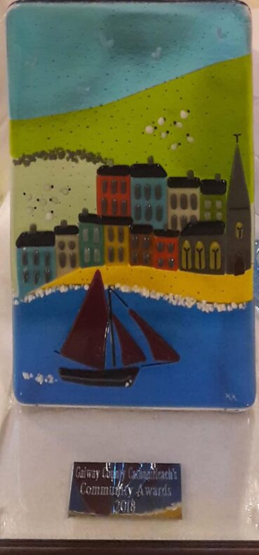 This beautiful award was designed by Connemara Blue, proud to take it home to Moycullen.