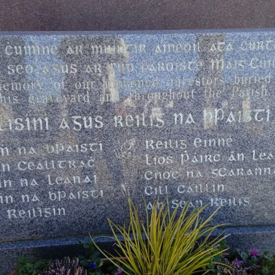 Memorial at the Church of the Immaculate Conception Moycullen remembering those buried in graves throughout the parish | Photo Moycullen Heritage