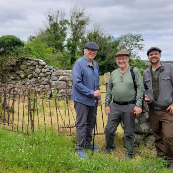 Keating John Keating(Centre), Jim and Eric visit from Oregon. Pictured in Oldtown where John's Holland/Earner/Kyne ancestors resided. 22 June 2022 | Moycullen Heritage