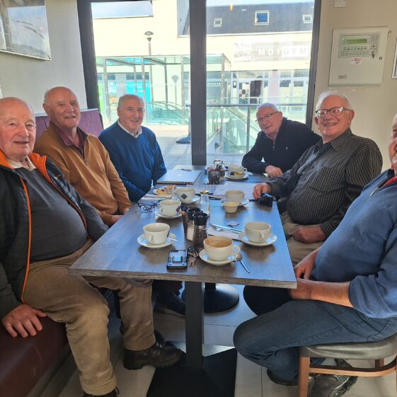 20241009_112509 Dr Tony Quinn visits from Sacramento California. His ancestors were Quinn from Ballinahalia, Melia/O'Malley from Tulloyne and Madden from Portdarragh. Photo shows Sean Osborne, Gerry Lydon, Tim Griffin, Donal Ryan, Dr Tony Quinn and Joe Hynes.
9 October 2024. | Moycullen Heritage