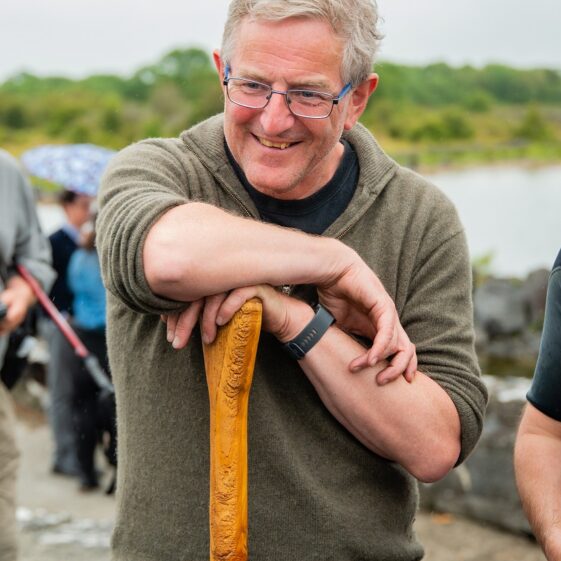 Dr Paul Naessens, Oughterard, at the launch of the replica Lee's Island 5 Log Boat at Knockferry Pier | MyOptix