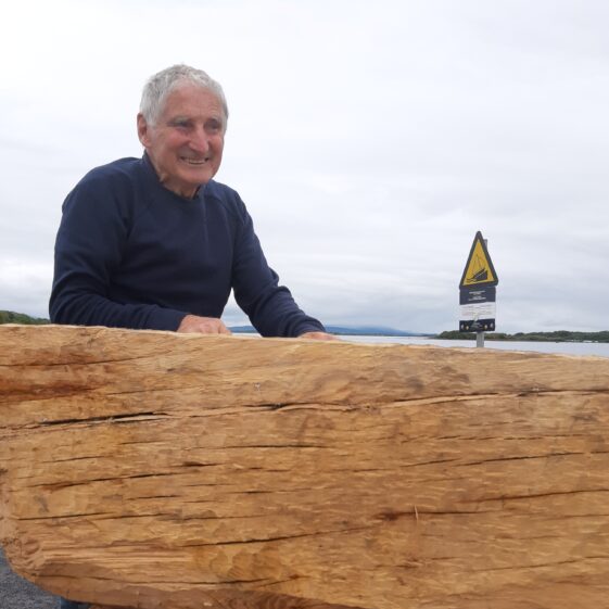 Mattie Griffin Newtown Moycullen at Knockferry Pier with Lee's Island 5 replica log boat | Moycullen Heritage
