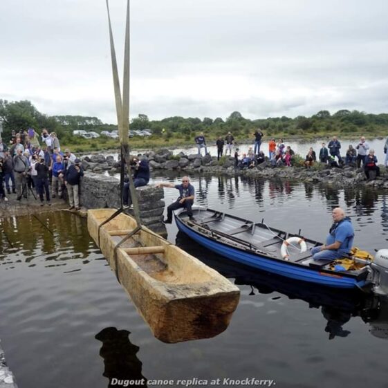 The lauch of the replica Lee's Island 5 log boat at Knockferry pier | Tom Broderick