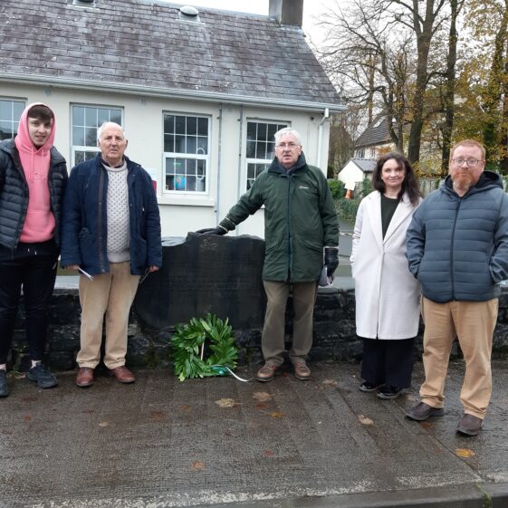 At Annual Commemoration ceremony 2021 were Glen Pagett, Tim Griffin, Joe Loughnane, Tara deRenzy and Mark McNally | © Moycullen Heritage