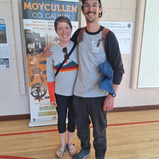 20230813_140751 Visiting the Moycullen Genealogy Fair from Oregon USA were August Carey and his partner Dara. August's ancestors were Maloneys from Gortnamona. 13 August 2023 | Moycullen Heritage
