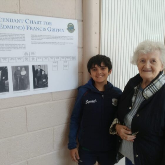 IMG-20230818-WA0003 Attending the Genealogy fair were Oran Safeer of London with his grandmother Kathleen Griffin. Oran is the great great grandson of Edward (Edmund) Francis Griffin. | Moycullen Heritage