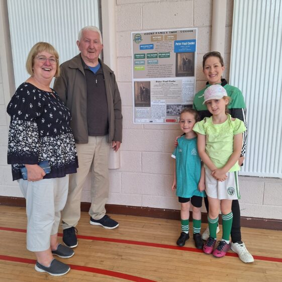 IMG-20230818-WA0005 Johnny Cooke with his daughter Arlene, granddaughters Emily and Amie Tierney, and his niece Antoinette Lydon | Moycullen Heritage