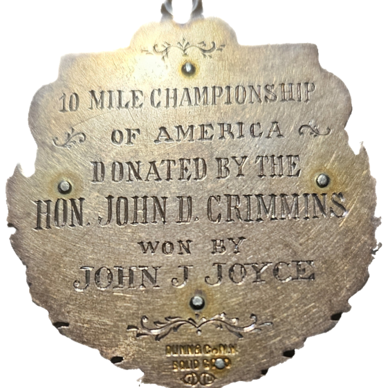 Reverse side of Joyce’s 10 Mile Championship of America Medal  | Joyce Family USA
