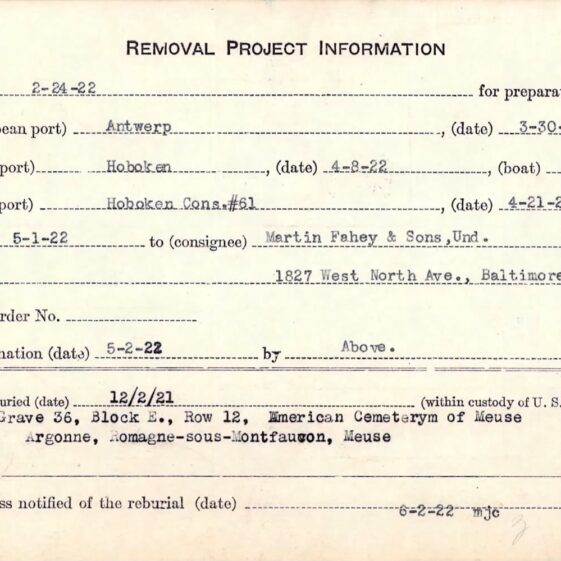 Disinterment/Re-burial details of Thomas O’Malley Page 2 | www.uk.forceswarrecords.com