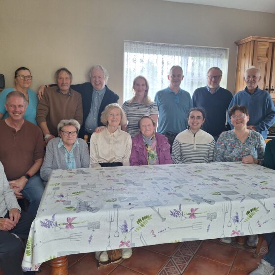 20260608_135453 Ann Marie Tynan visits from Washington. Her ancestors were Molloy/Mullins/McEvilly family from Cloonmore and Portdarragh. Back Row L to R: Brid Molloy, John Molloy, Gerry Barrett, Ann Marie Tynan, David Reynolds, Dave Barrett, Richard Rice. Front Row L to R: Maura Prendergast, Patrick Sheerin, Sr Barbara Molloy, Catherine Joyce, Anne Rice, Anna Prendergast, Anne Prendergast, Denise Sheerin. 9 June 2026 | Moycullen Heritage