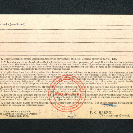 Veterans Service File William Dunne