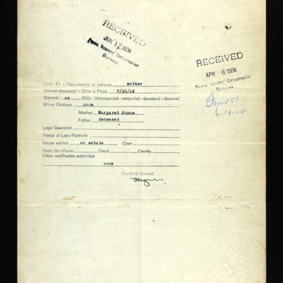 World War I Veterans Service and Compensation Files, 1917-1919 via Ancestry.com. 