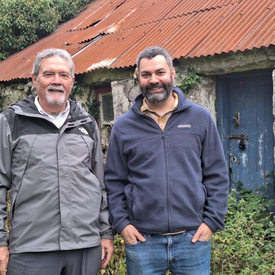 Christopher Darrouzet and his son Anthony from Dallas Texas visit the homestead of Mulvoy ancestors 12 October 2025 Christopher Darrouzet and his son Anthony from Dallas Texas visit the homestead of Mulvoy ancestors at Cloonabinnia. 12 October 2025 | Moycullen Heritage