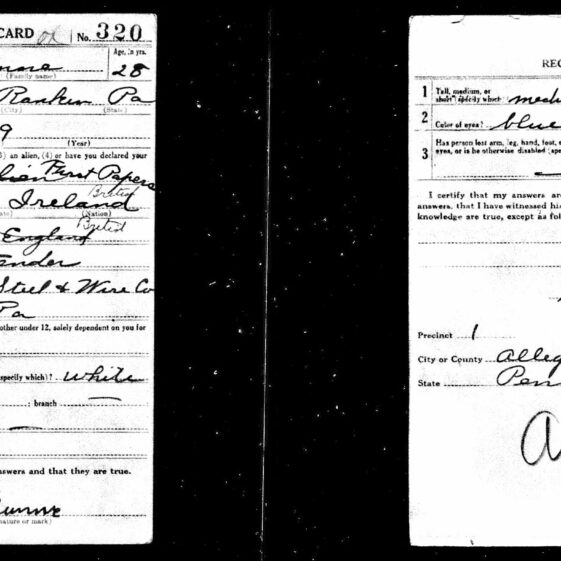 WW1 Draft Registration Card of William Dunne